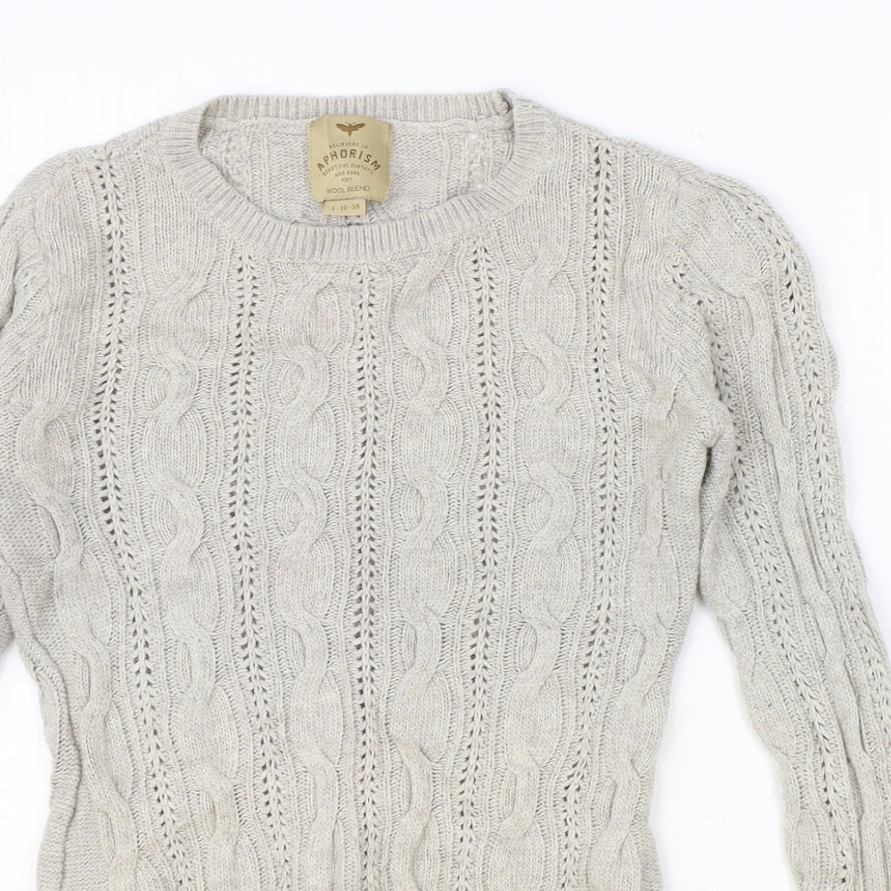 Aphorism Womens Brown Round Neck Geometric Nylon Pullover Jumper Size 10