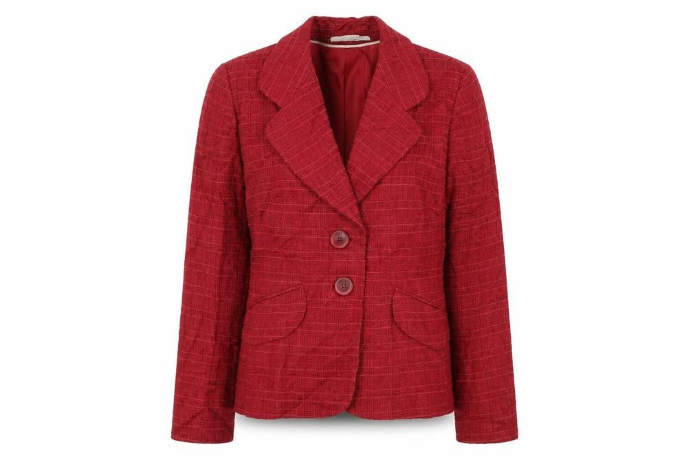 NEXT Womens Red Plaid Viscose Jacket Blazer Size 12