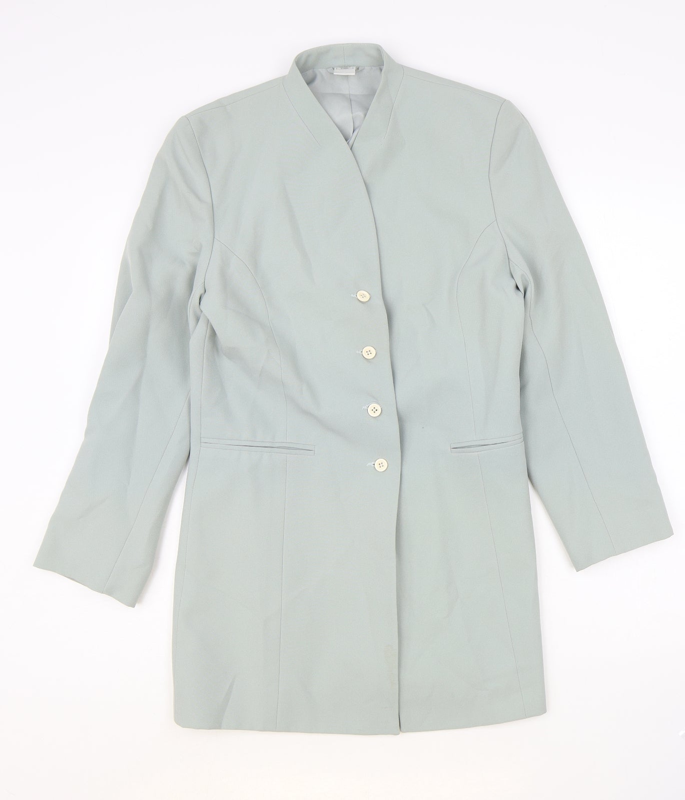 Preworn Womens Green Polyester Jacket Suit Jacket Size 10