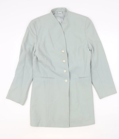 Preworn Womens Green Polyester Jacket Suit Jacket Size 10