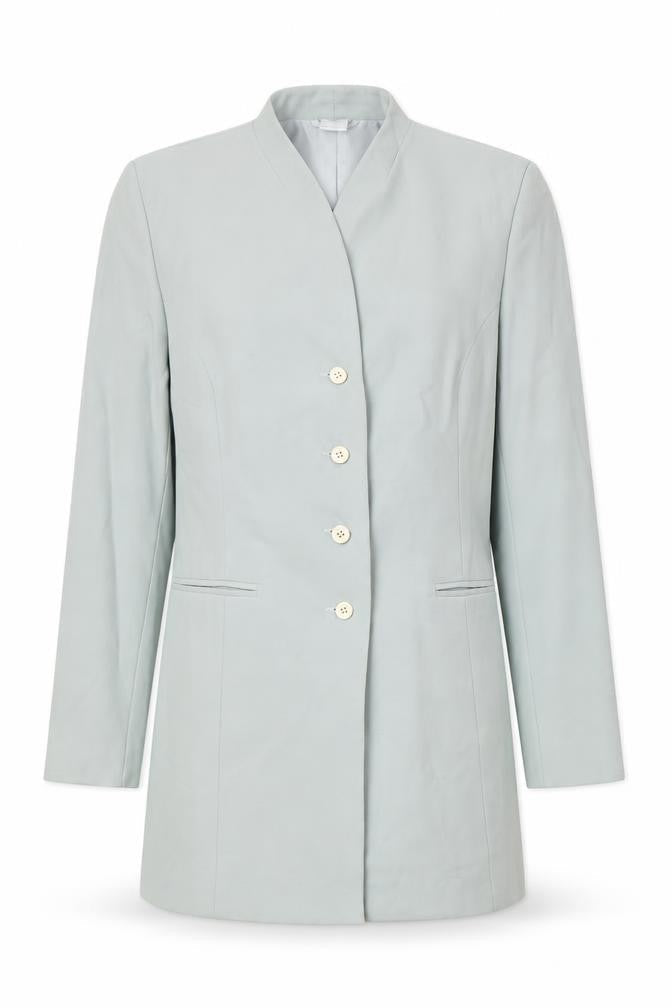 Preworn Womens Green Polyester Jacket Suit Jacket Size 10