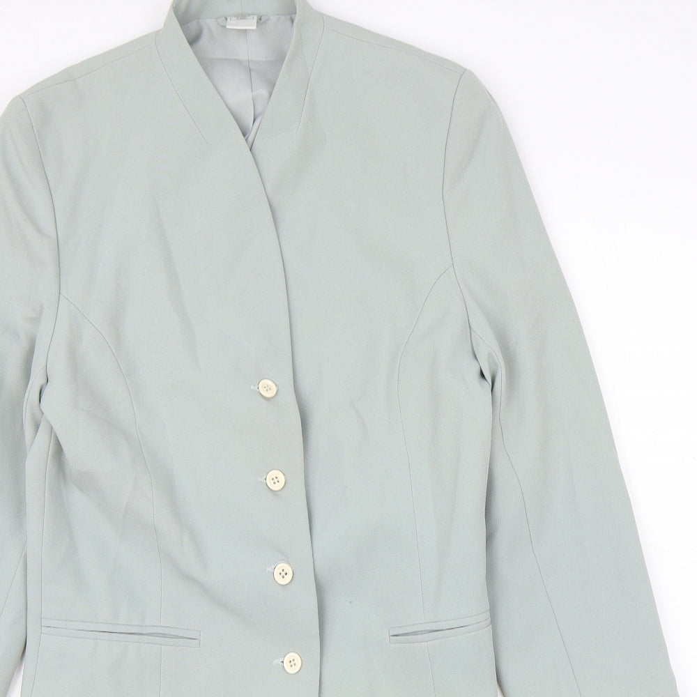 Preworn Womens Green Polyester Jacket Suit Jacket Size 10
