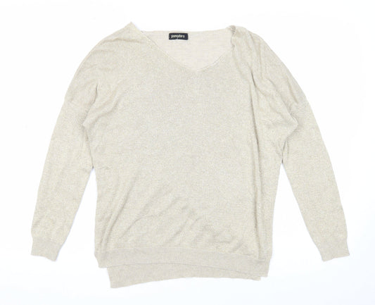 Pomodoro Womens Gold Scoop Neck Viscose Pullover Jumper Size 10