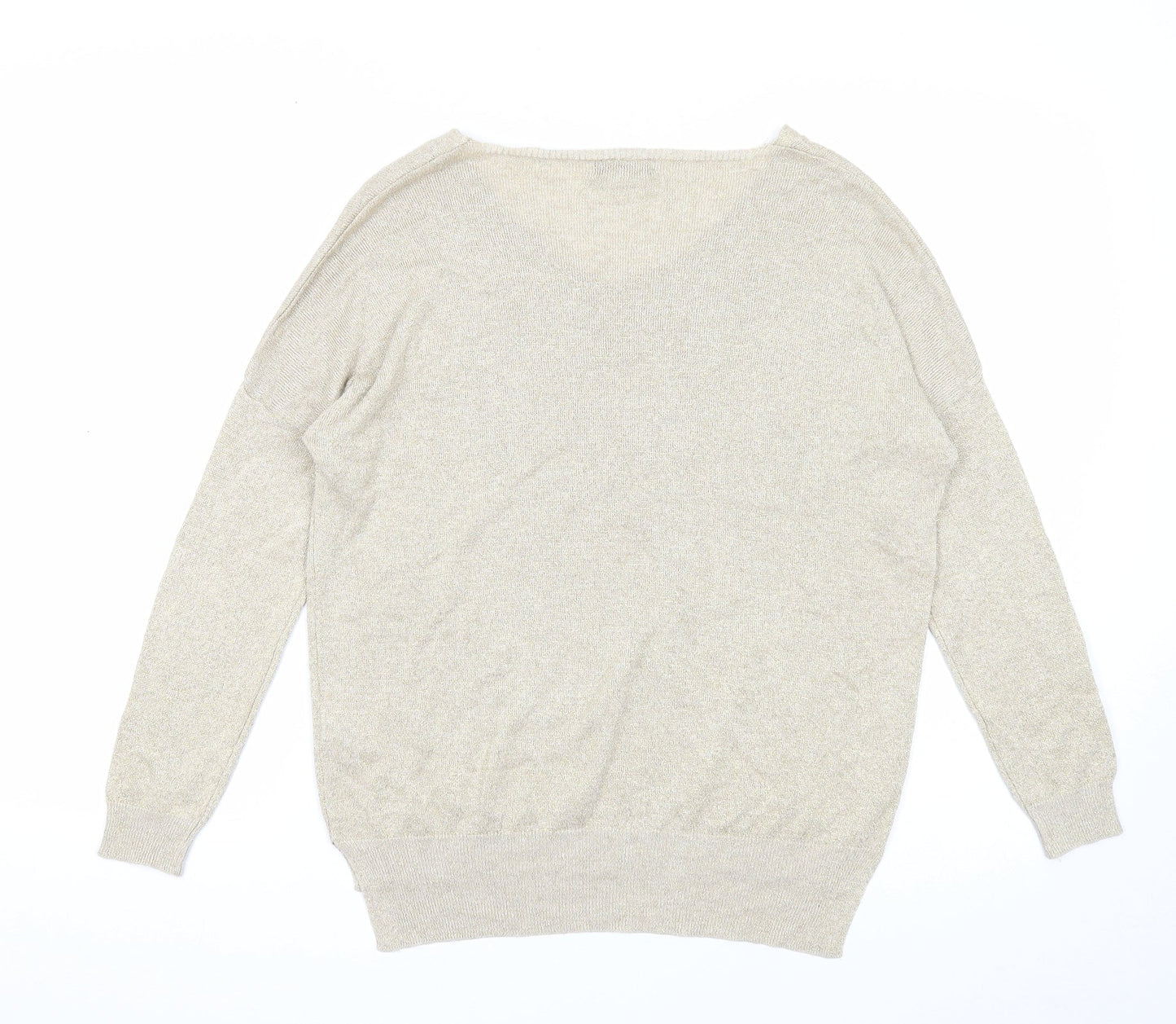 Pomodoro Womens Gold Scoop Neck Viscose Pullover Jumper Size 10