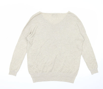 Pomodoro Womens Gold Scoop Neck Viscose Pullover Jumper Size 10