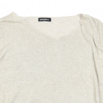 Pomodoro Womens Gold Scoop Neck Viscose Pullover Jumper Size 10