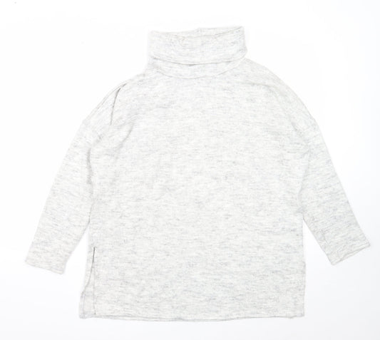 New Look Womens Grey Roll Neck Acrylic Pullover Jumper Size M