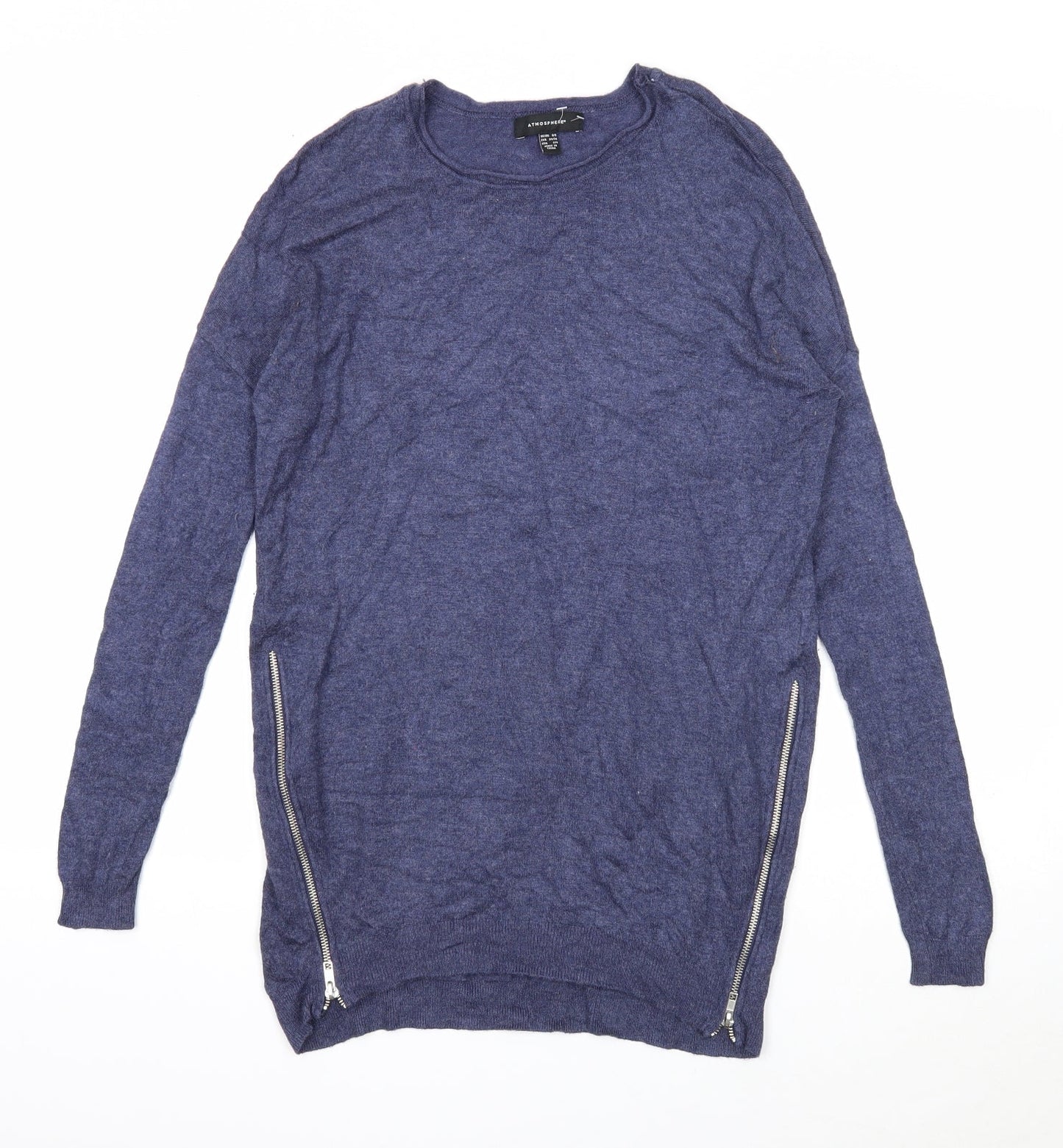 Atmosphere Womens Blue Round Neck Viscose Pullover Jumper Size 6