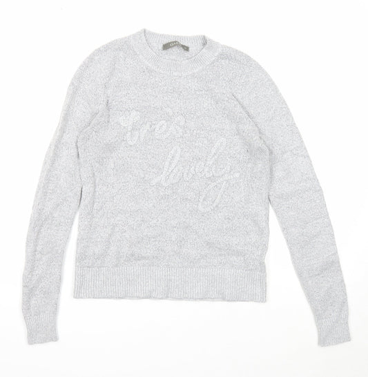 Oasis Womens Grey Round Neck Acrylic Pullover Jumper Size XS