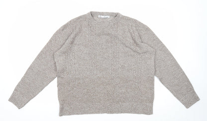 Pure & Natural Womens Brown Round Neck Acrylic Pullover Jumper Size XL