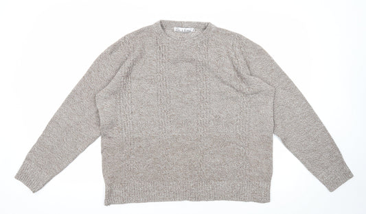 Pure & Natural Womens Brown Round Neck Acrylic Pullover Jumper Size XL