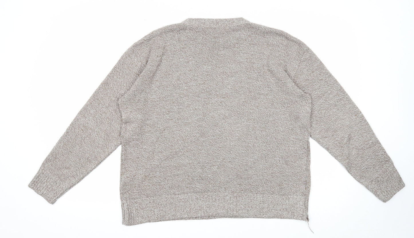 Pure & Natural Womens Brown Round Neck Acrylic Pullover Jumper Size XL