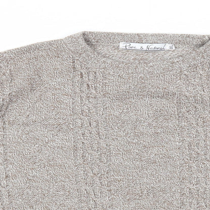 Pure & Natural Womens Brown Round Neck Acrylic Pullover Jumper Size XL