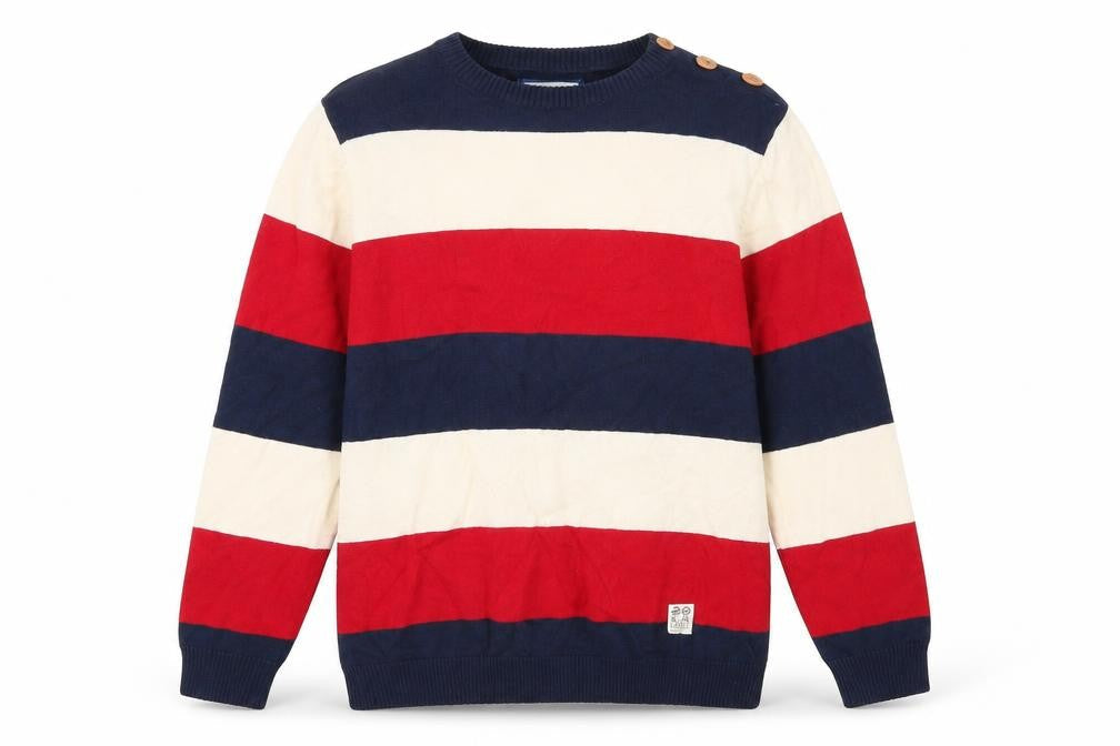 Crosshatch Mens Multicoloured Round Neck Striped Cotton Pullover Jumper Size M