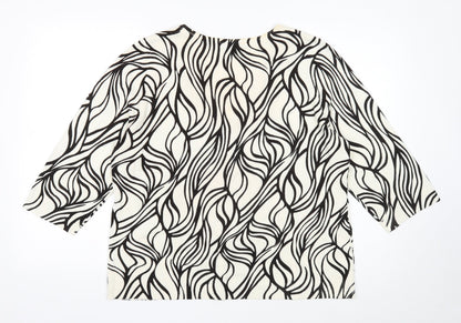 Classics Womens Ivory V-Neck Geometric Acrylic Pullover Jumper Size 20