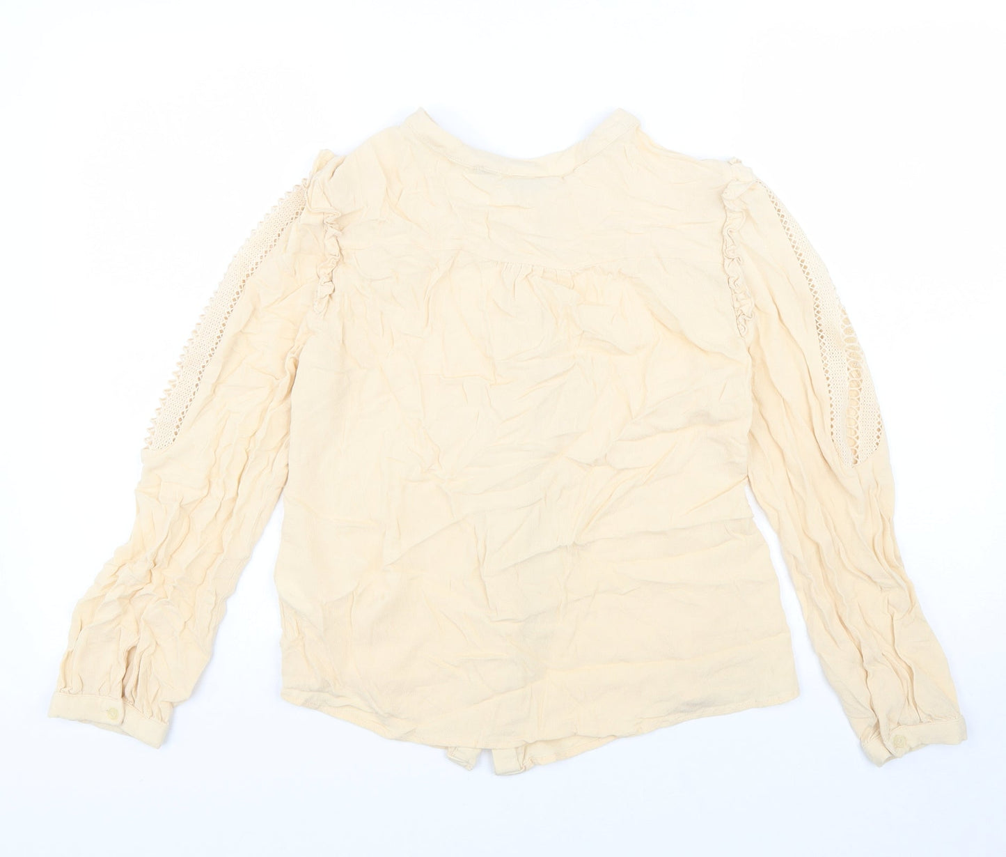 Jaune Rouge Womens Beige Viscose Basic Button-Up Size M Round Neck
