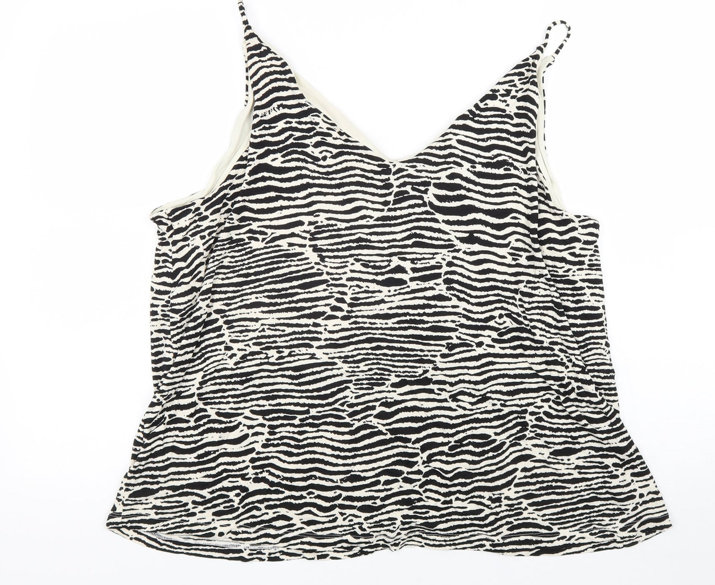 H&M Womens Beige Geometric Viscose Camisole Blouse Size XL V-Neck