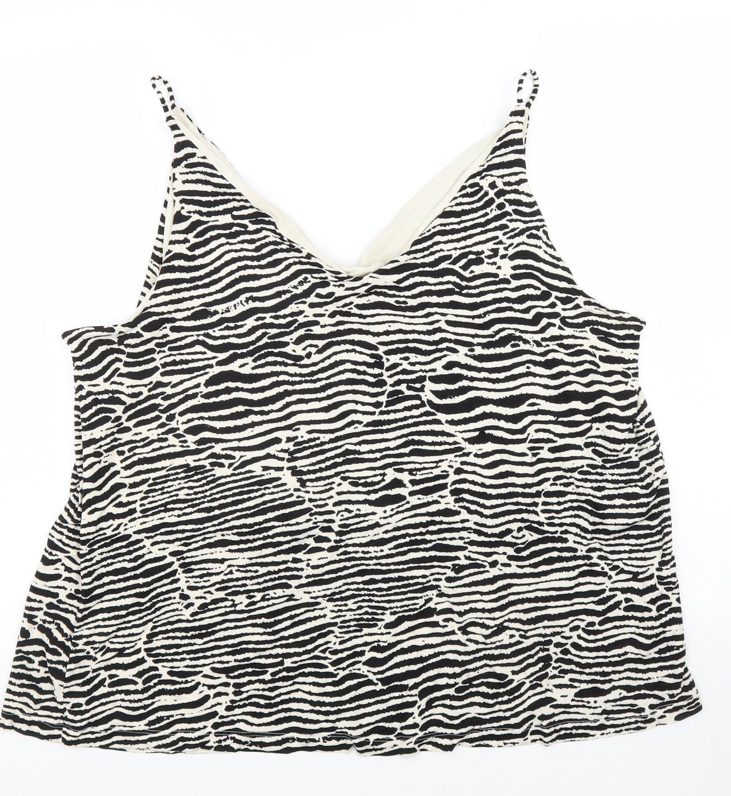 H&M Womens Beige Geometric Viscose Camisole Blouse Size XL V-Neck