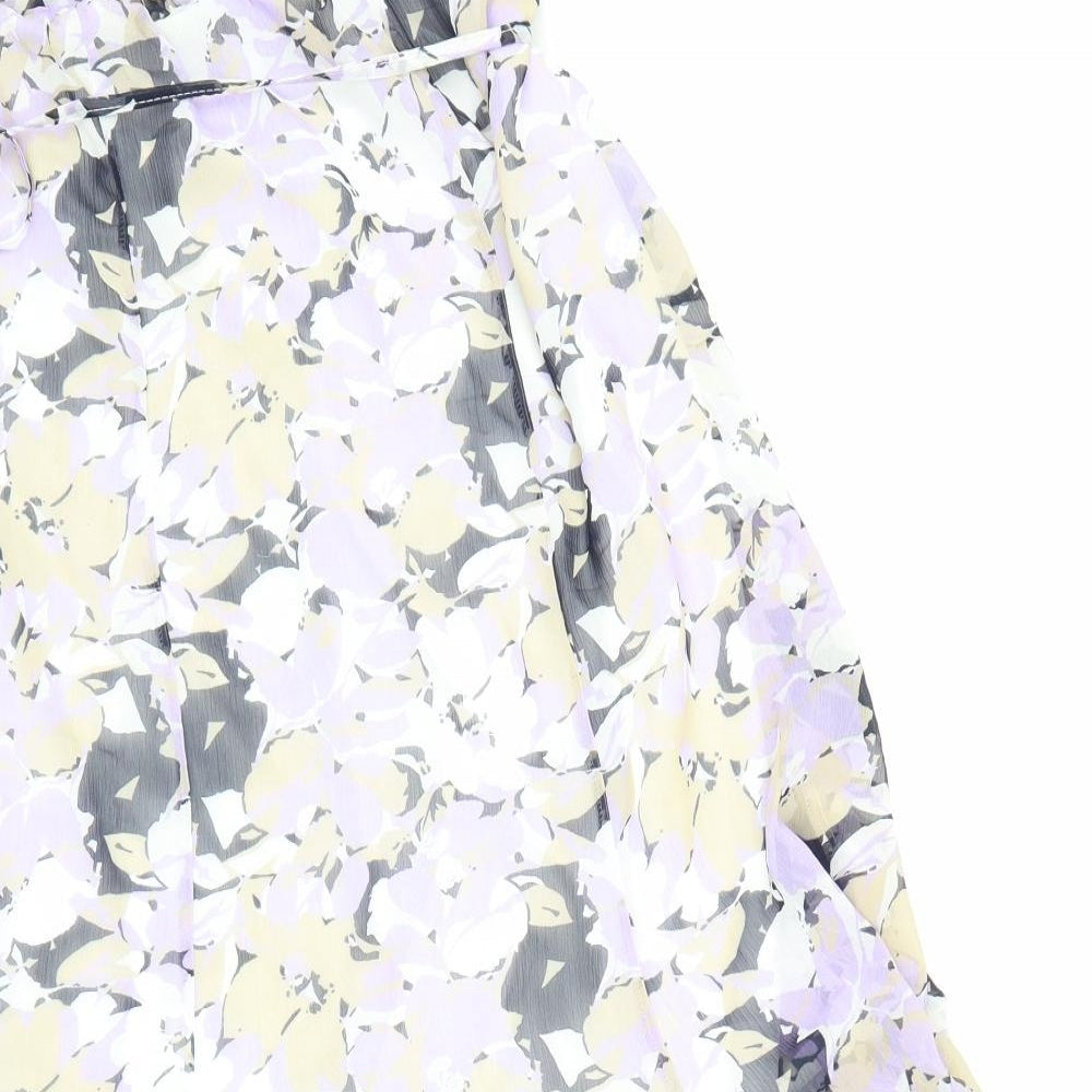 Forever Womens Purple Geometric Polyester A-Line Skirt Size XL Drawstring