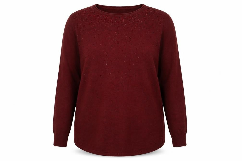 Preworn Womens Red Round Neck Viscose Pullover Jumper Size L