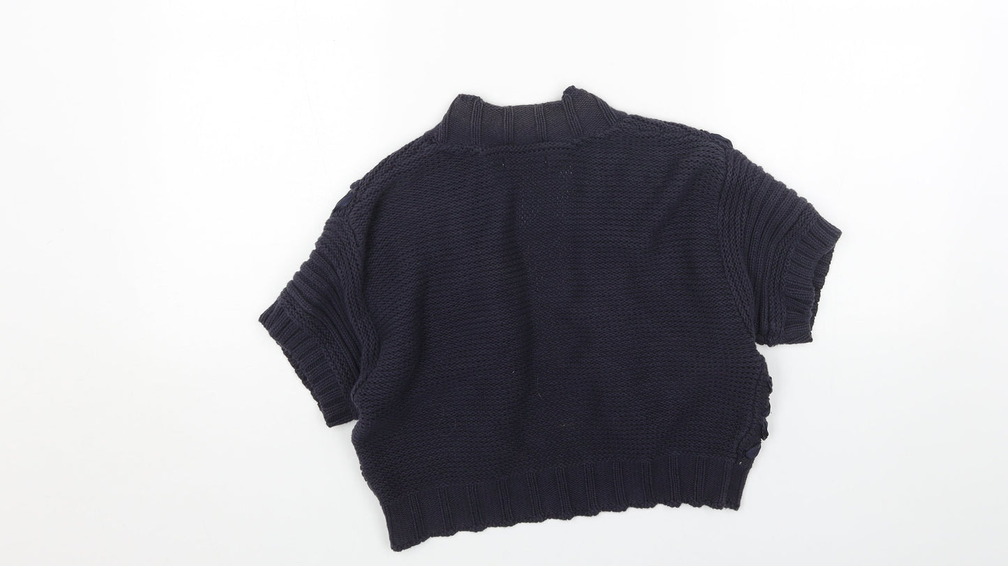 Per Una Womens Blue V-Neck Acrylic Cardigan Jumper Size 14