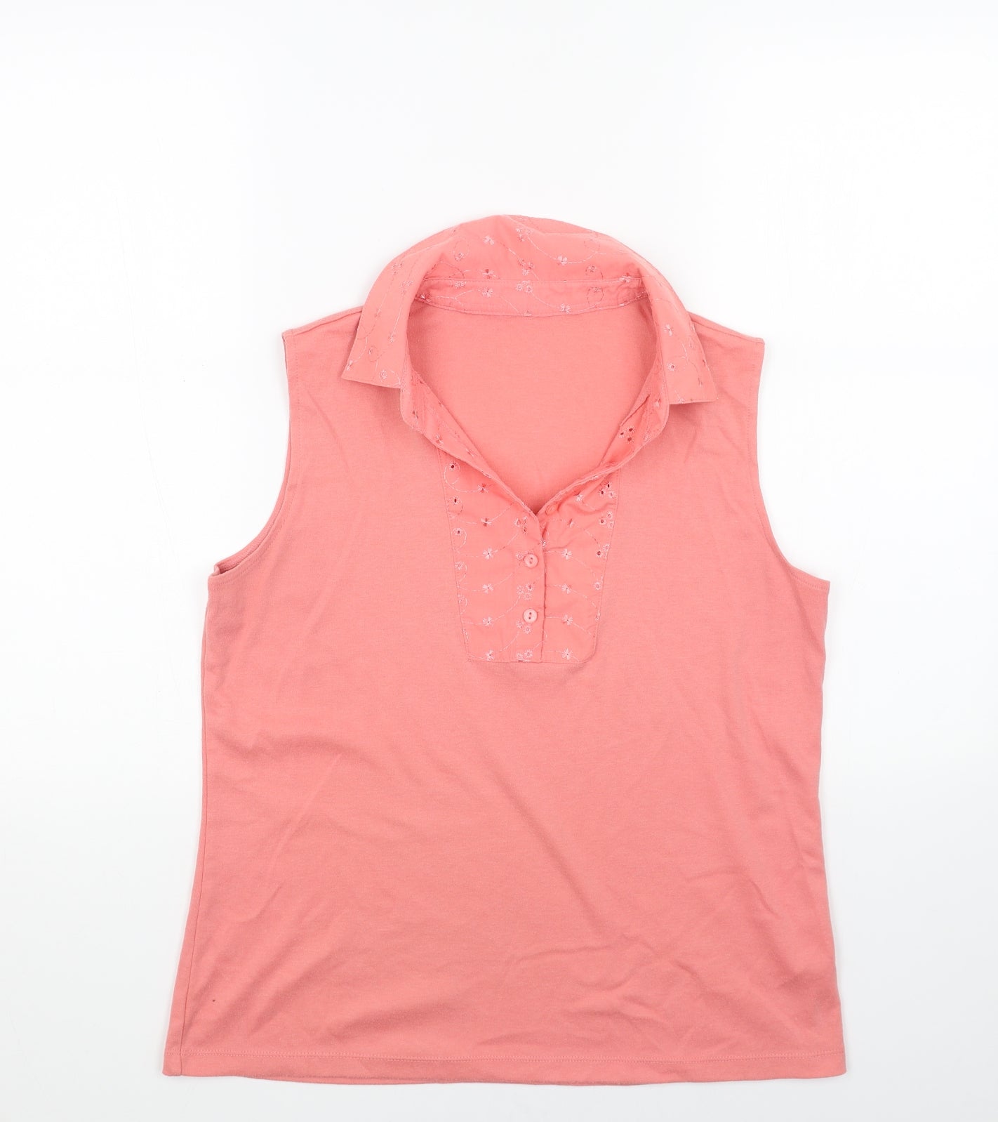BM Womens Pink Cotton Basic Tank Size M Collared