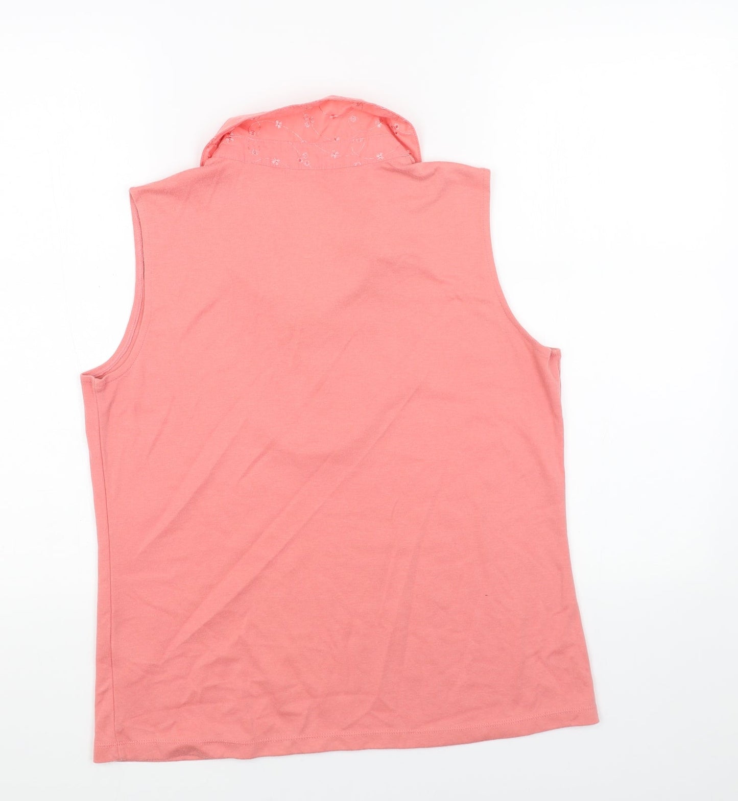 BM Womens Pink Cotton Basic Tank Size M Collared