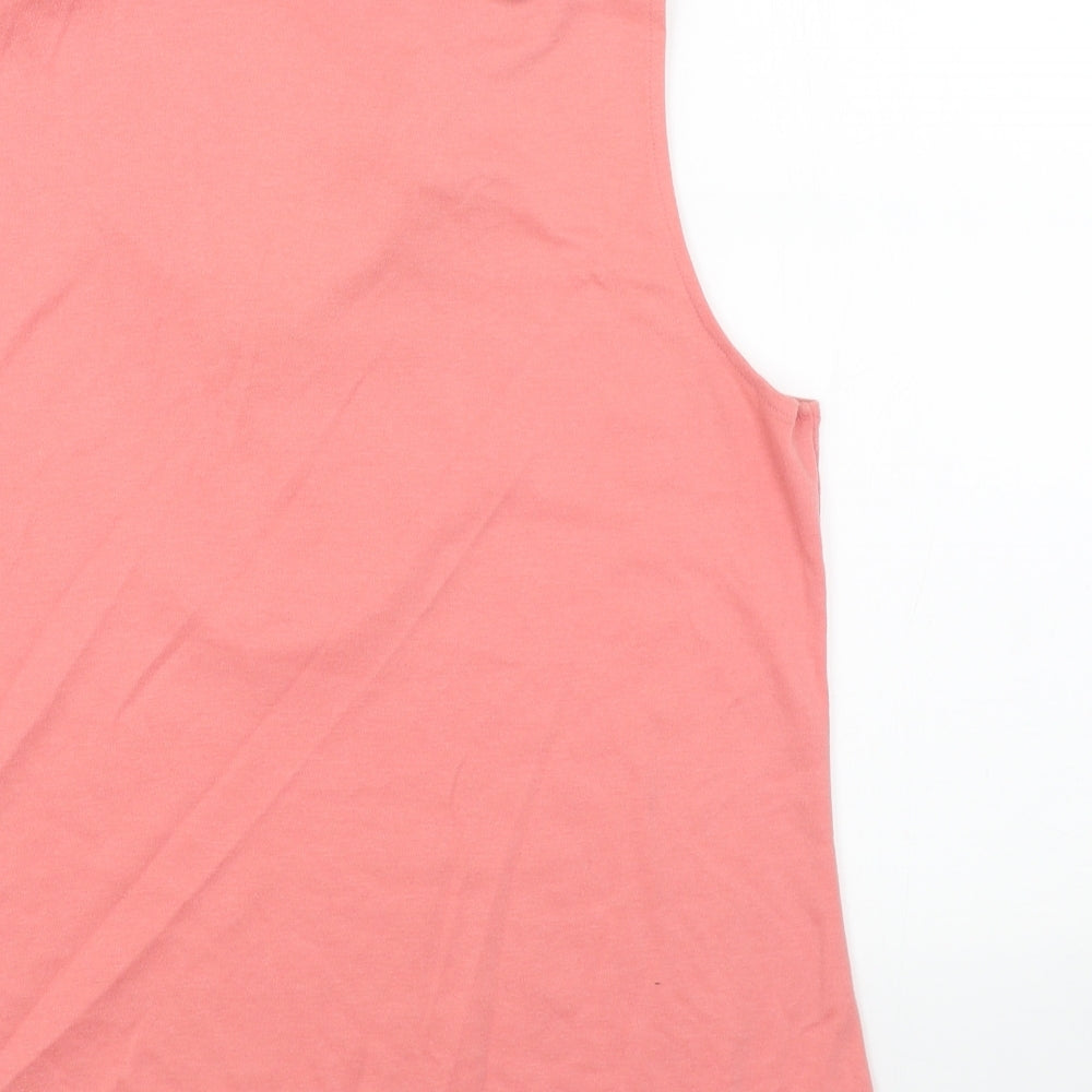 BM Womens Pink Cotton Basic Tank Size M Collared