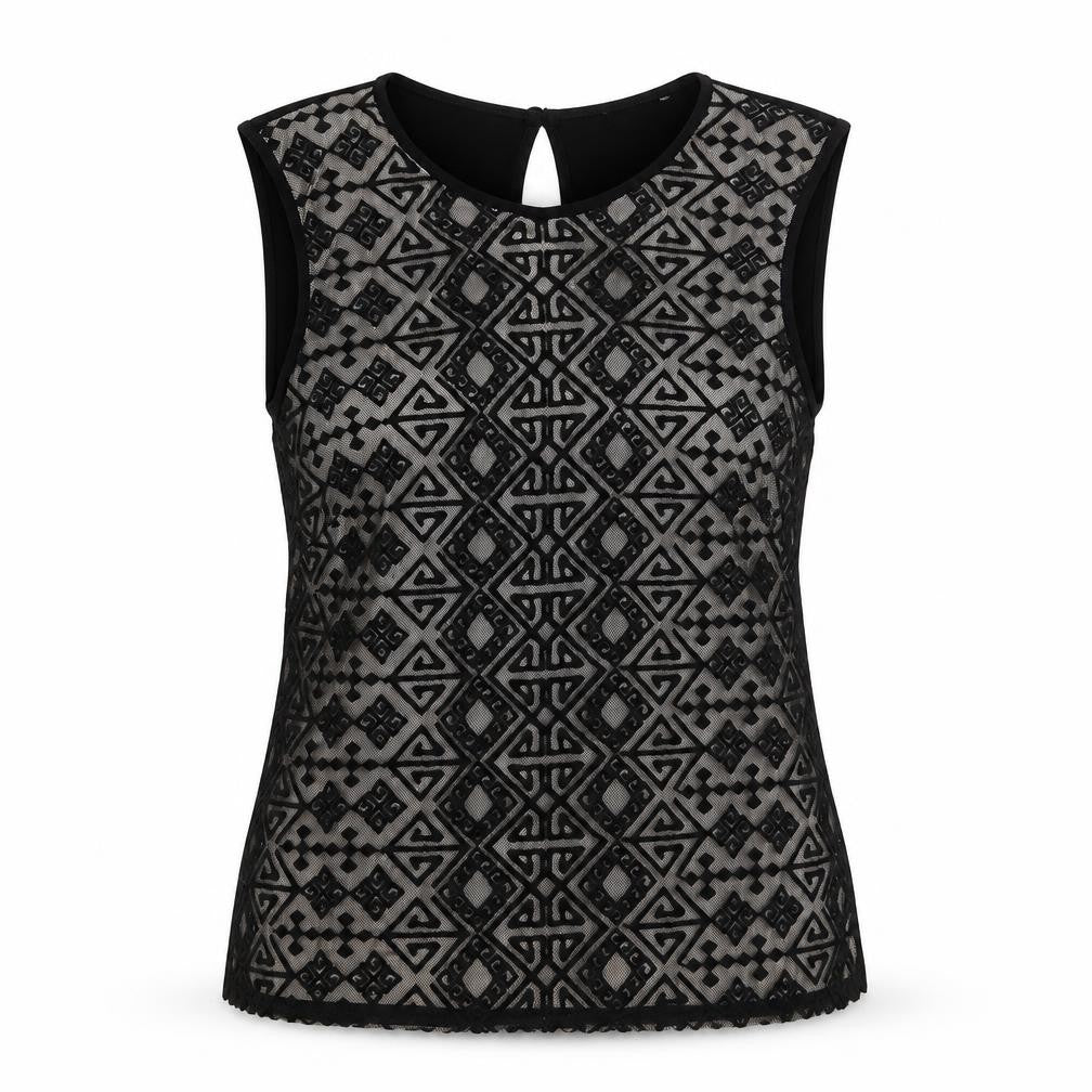 Preworn Womens Black Polyester Basic Tank Size 14 Round Neck