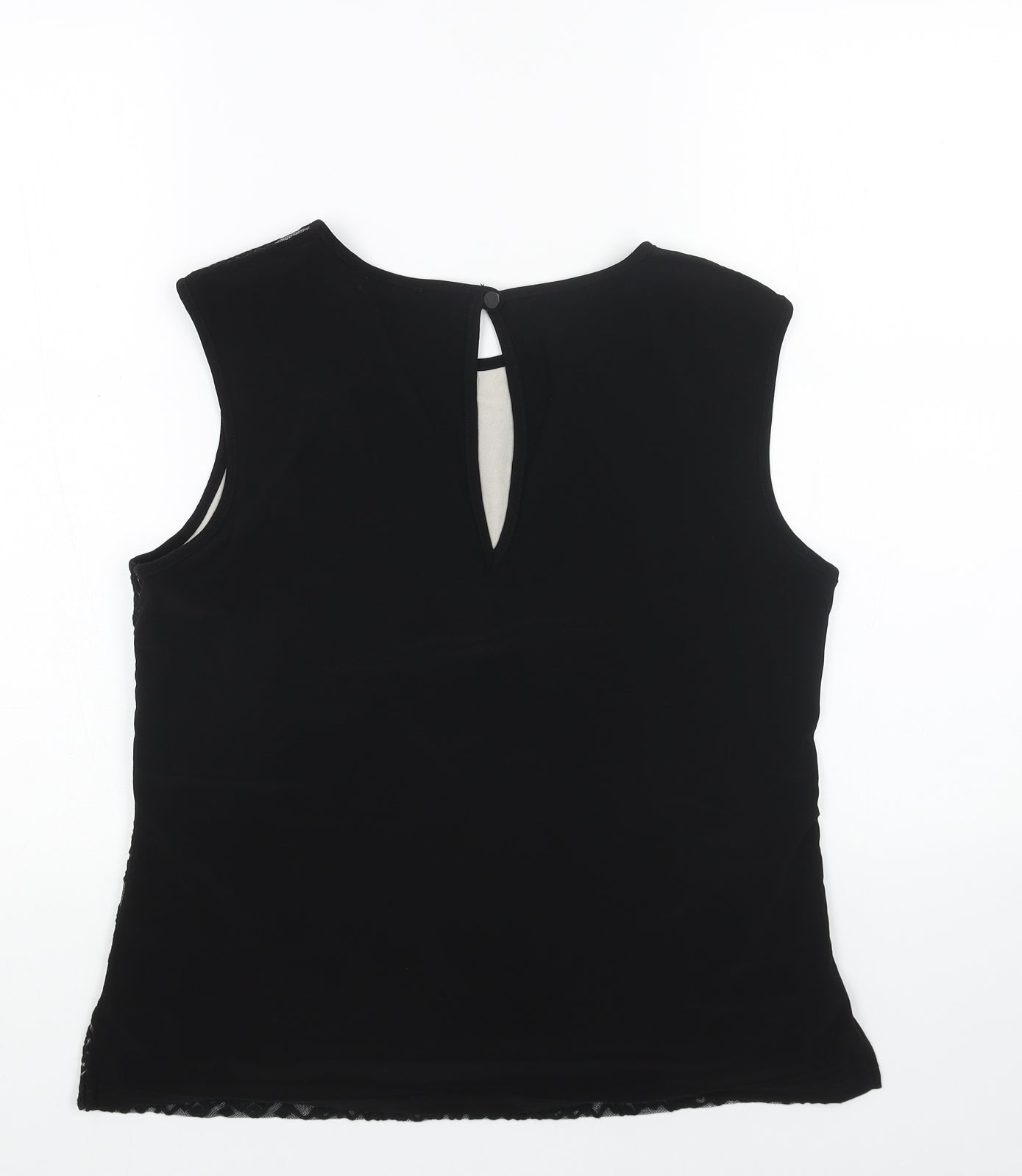 Preworn Womens Black Polyester Basic Tank Size 14 Round Neck