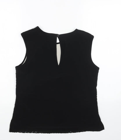 Preworn Womens Black Polyester Basic Tank Size 14 Round Neck