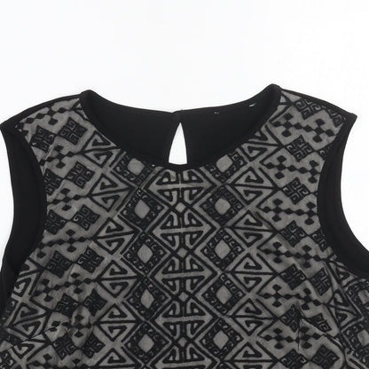 Preworn Womens Black Polyester Basic Tank Size 14 Round Neck