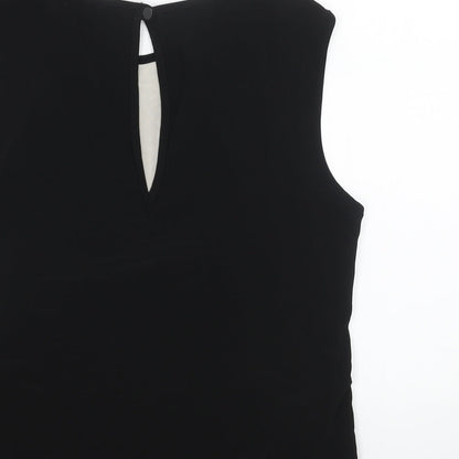 Preworn Womens Black Polyester Basic Tank Size 14 Round Neck