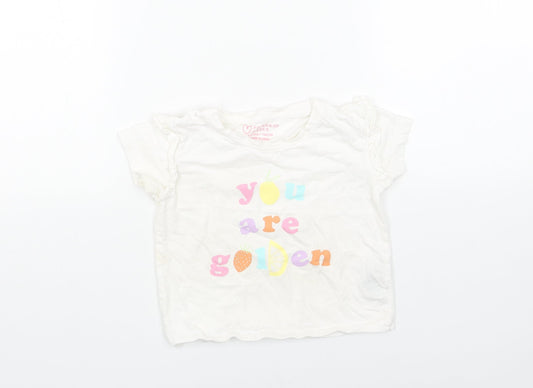 Primark Girls White Cotton Basic T-Shirt Size 2-3 Years Round Neck Pullover - You are Golden