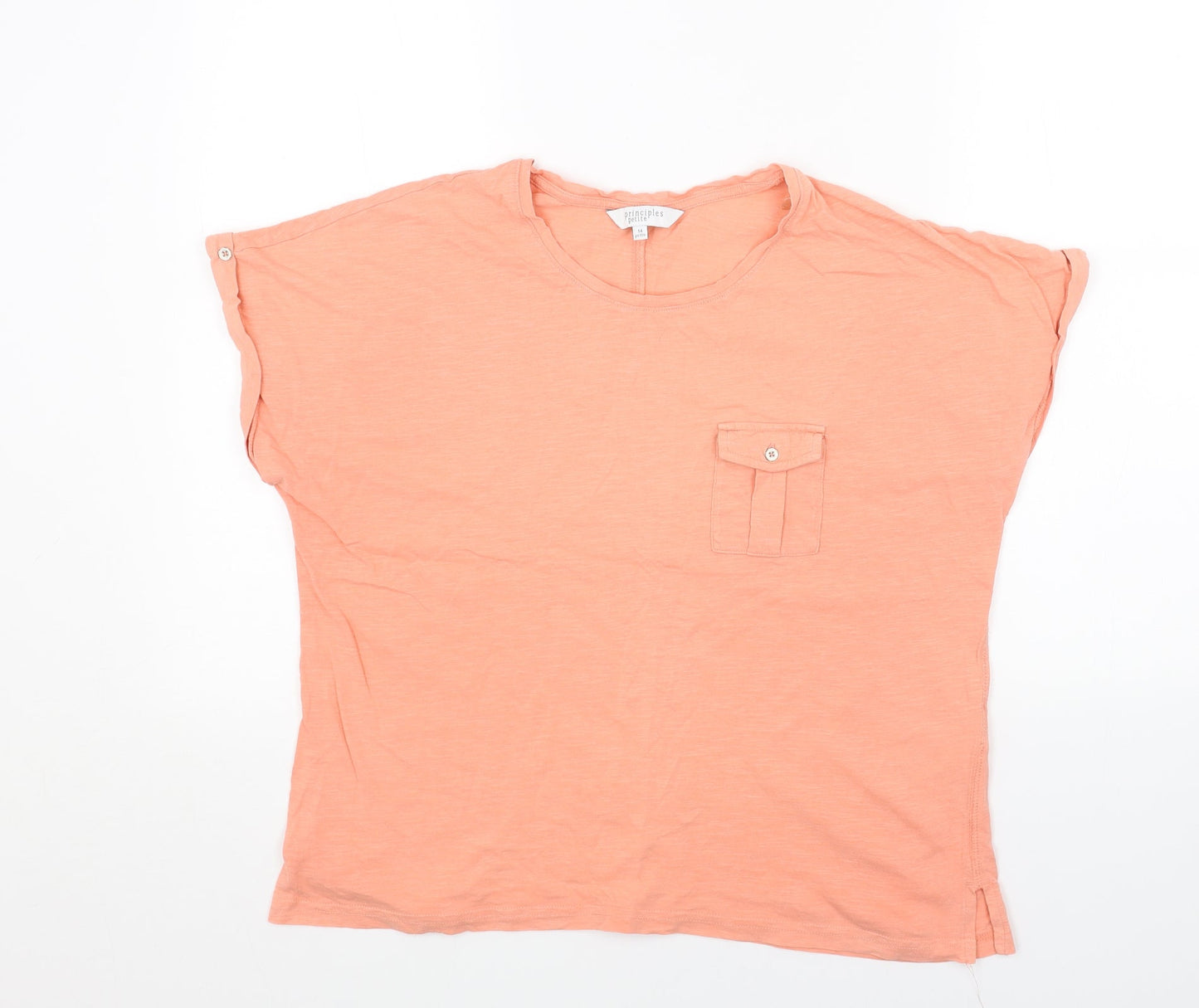 Principles Womens Pink Cotton Basic T-Shirt Size 14 Round Neck