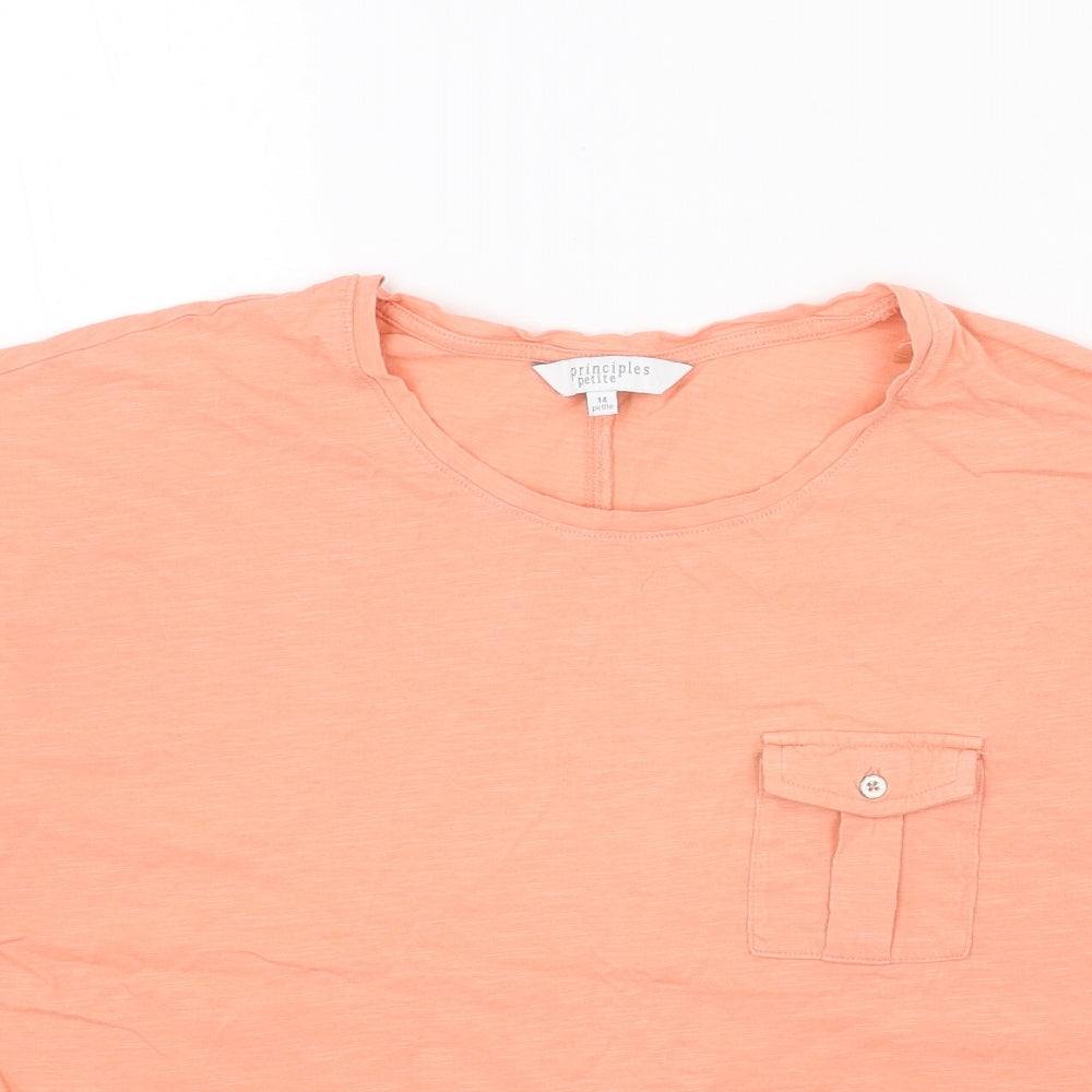 Principles Womens Pink Cotton Basic T-Shirt Size 14 Round Neck