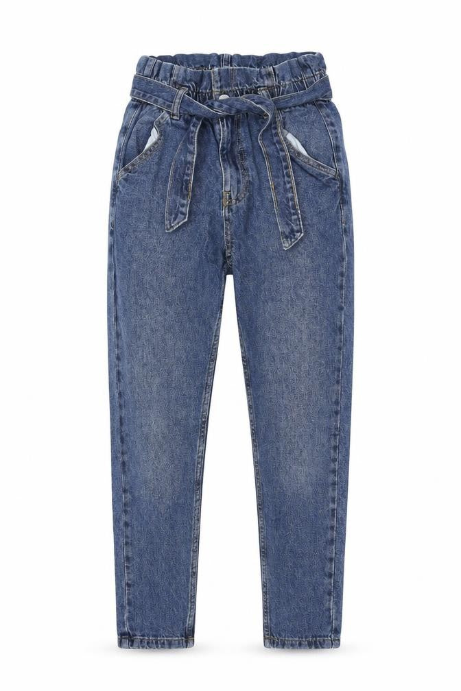Denim & Co. Girls Blue Cotton Skinny Jeans Size 10-11 Years L24 in Regular Button
