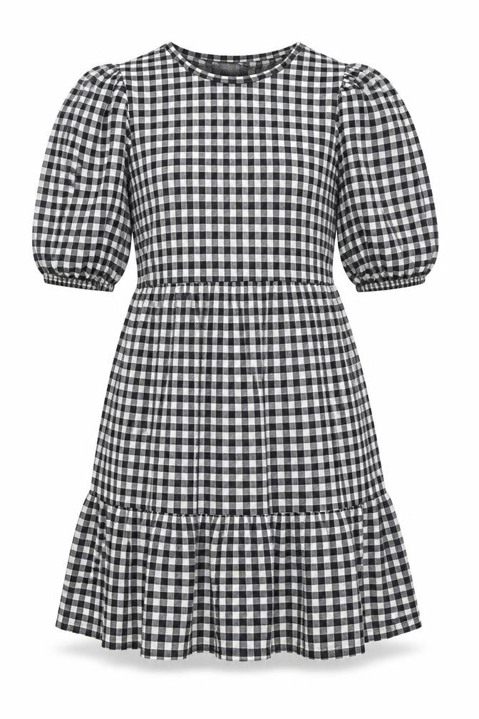 Primark Womens Black Check Polyester Fit & Flare Size 10 Round Neck Pullover