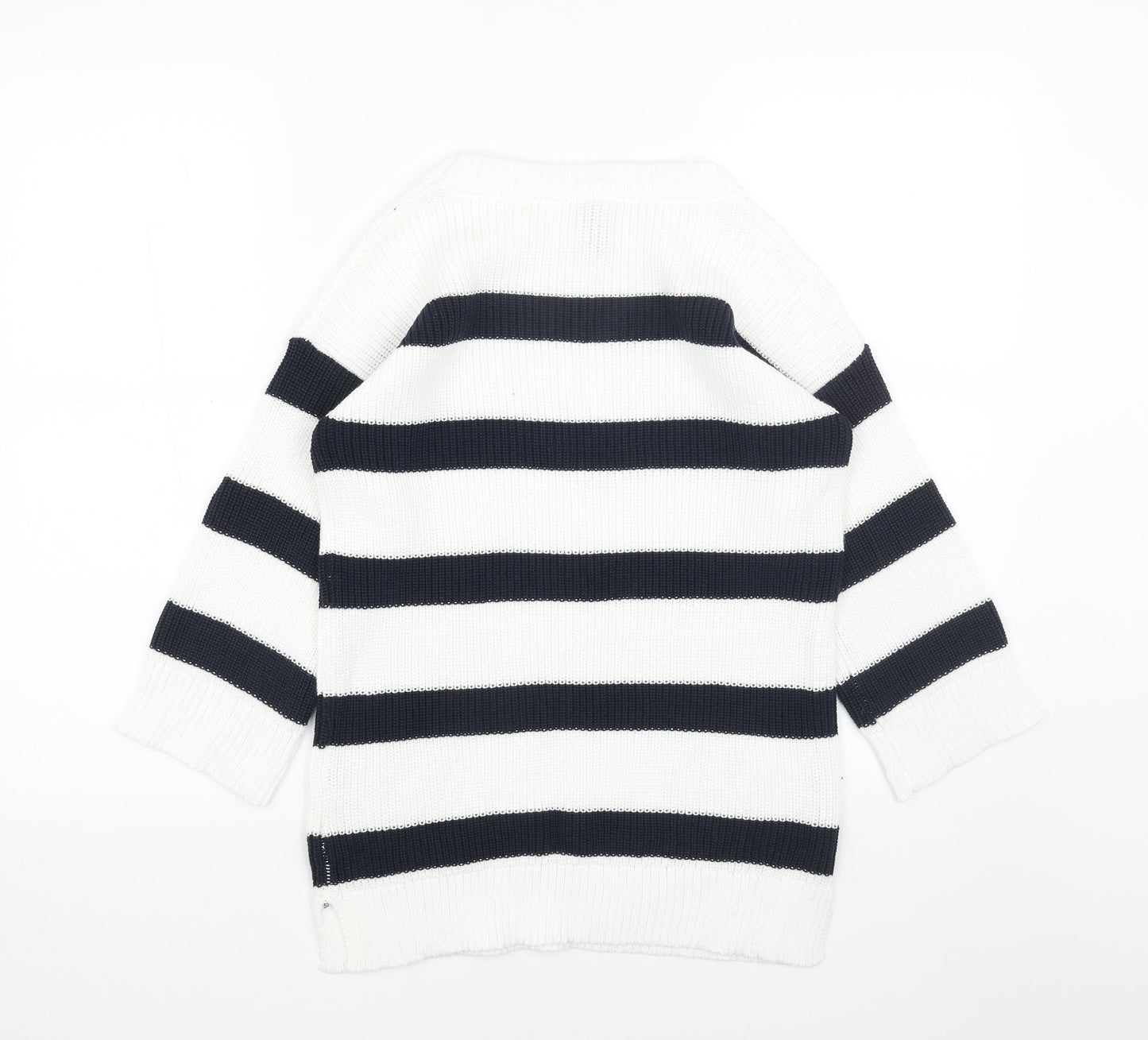 Soyaconcept Womens White Boat Neck Striped Acrylic Pullover Jumper Size XS