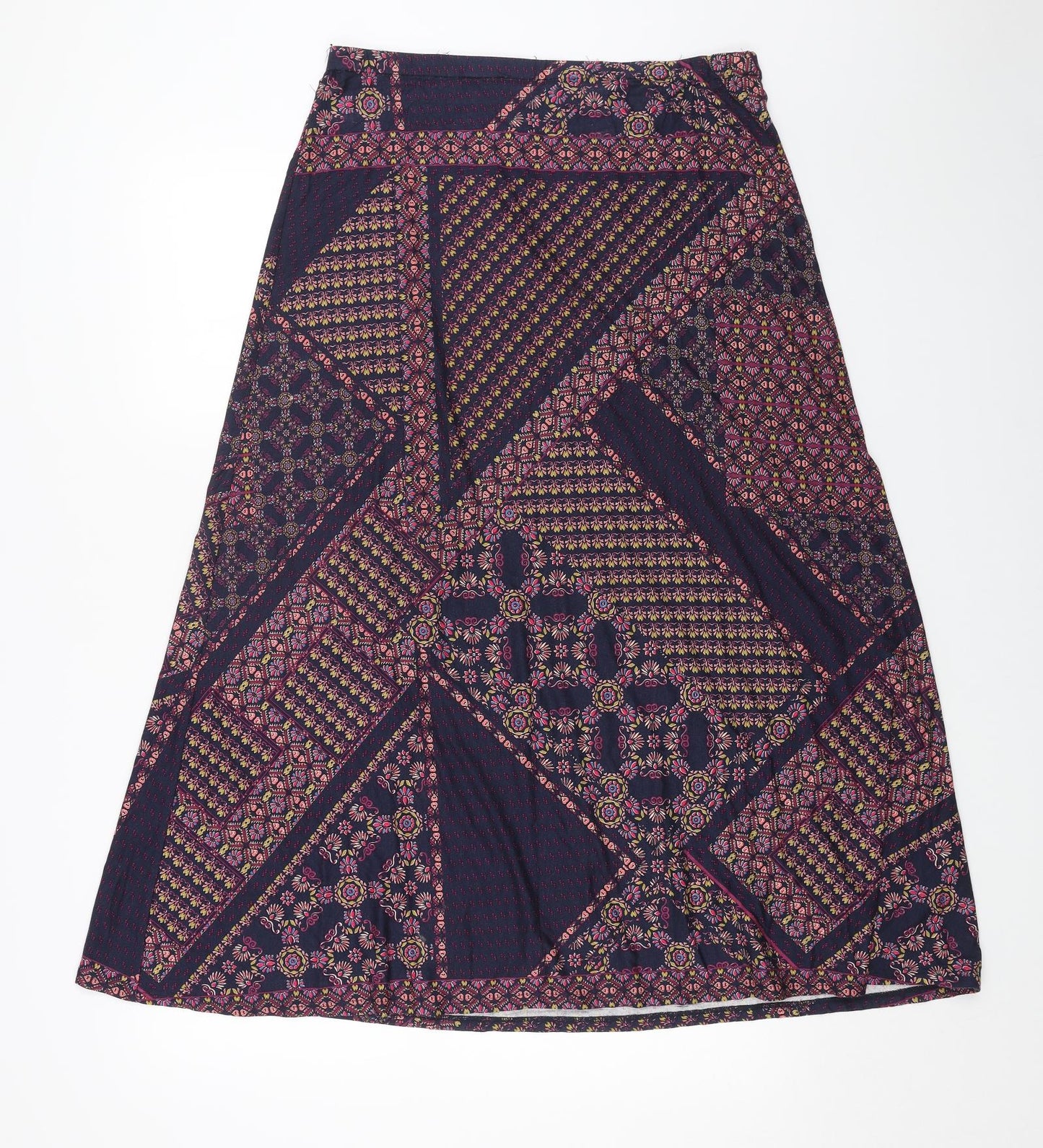 Preworn Womens Blue Geometric Polyester Swing Skirt Size 32