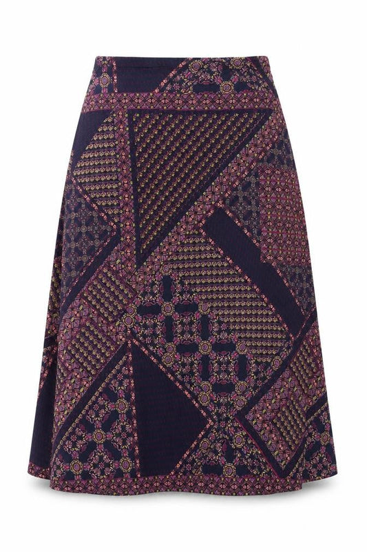 Preworn Womens Blue Geometric Polyester Swing Skirt Size 32