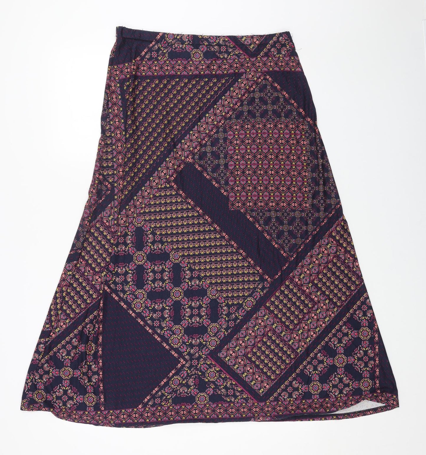 Preworn Womens Blue Geometric Polyester Swing Skirt Size 32