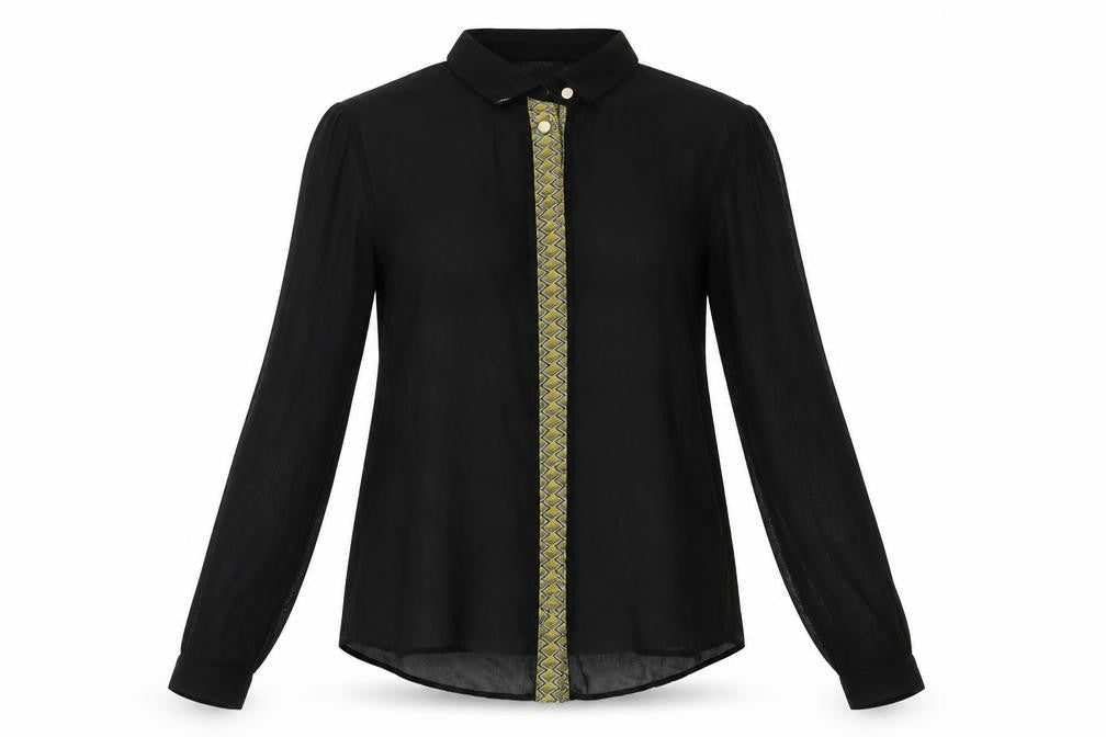 Atmosphere Womens Black Polyester Basic Blouse Size 10 Collared