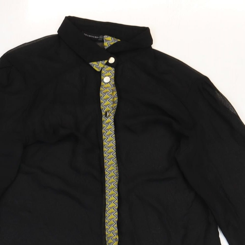 Atmosphere Womens Black Polyester Basic Blouse Size 10 Collared