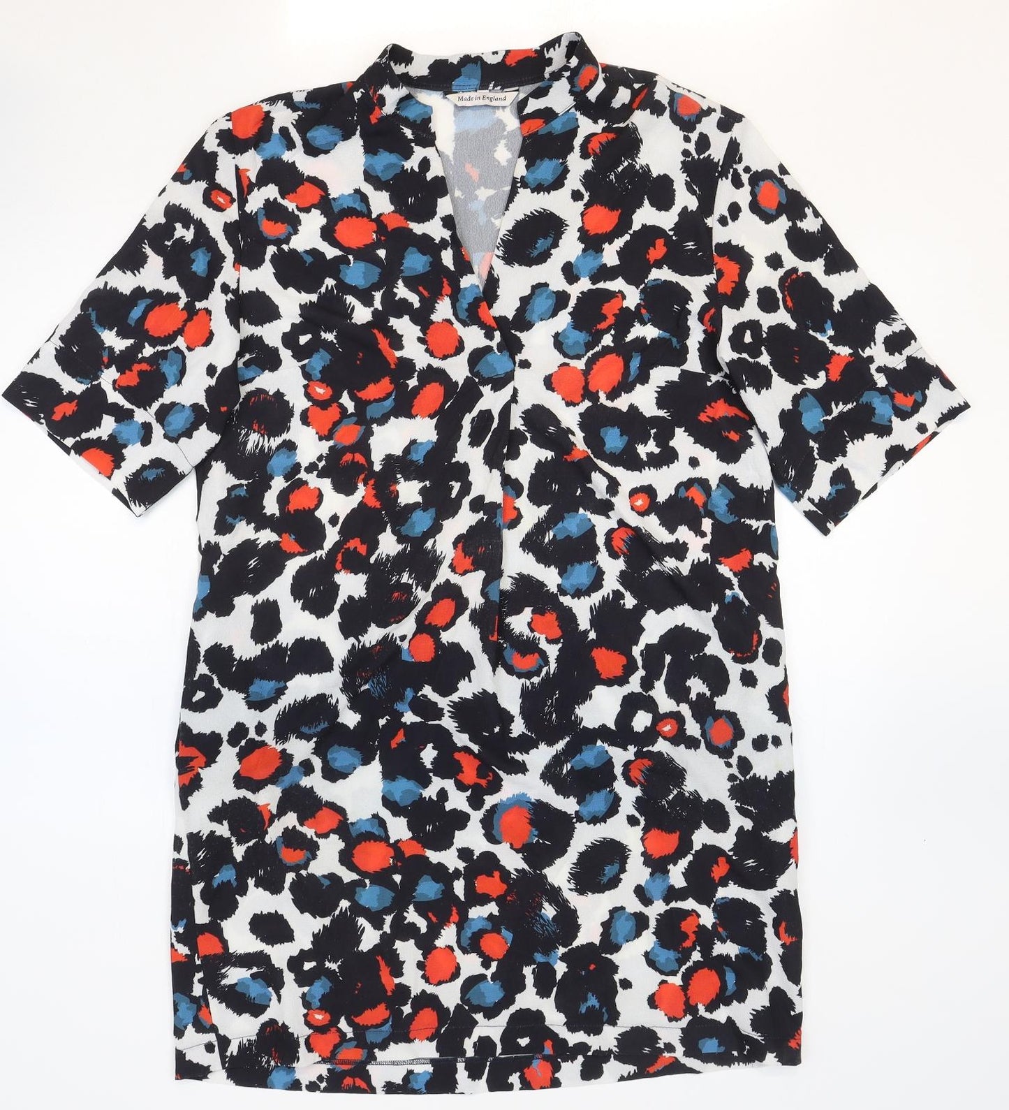 Preworn Womens Multicoloured Geometric Viscose Basic Blouse Size M Collared