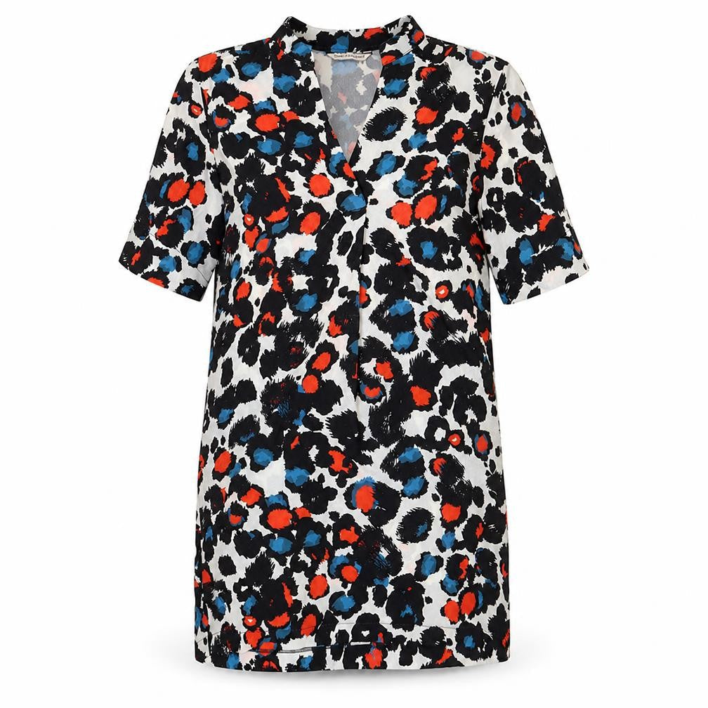 Preworn Womens Multicoloured Geometric Viscose Basic Blouse Size M Collared