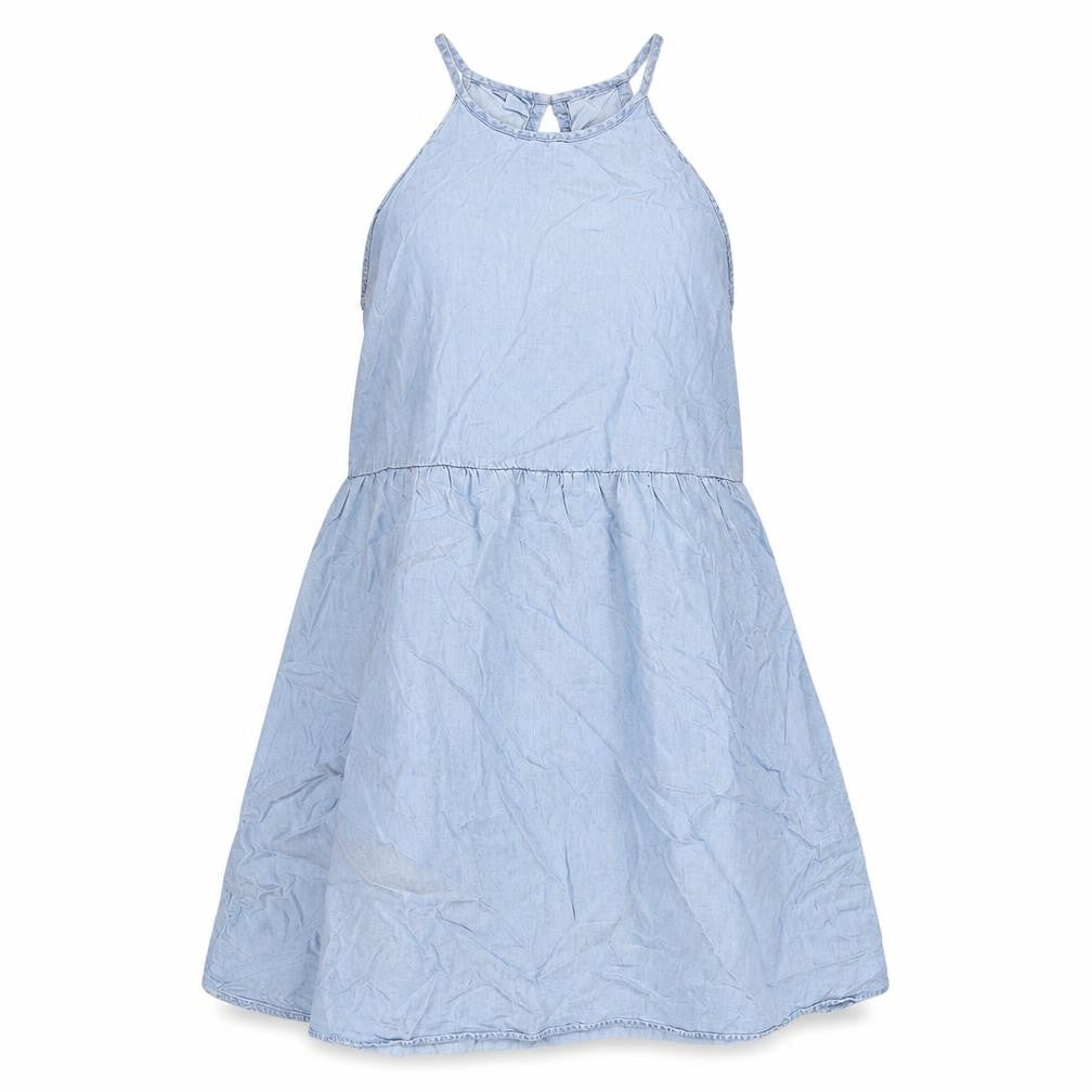 Mango Womens Blue Lyocell Fit & Flare Size M Round Neck Button