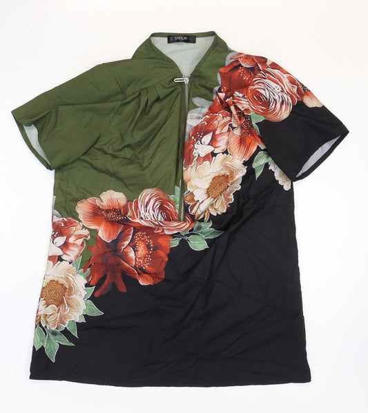 Shelay Womens Multicoloured Polyester Basic T-Shirt Size S Round Neck - Flower Detail