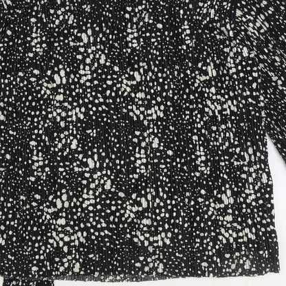 Monsoon Womens Black Geometric Polyester Wrap Blouse Size S V-Neck