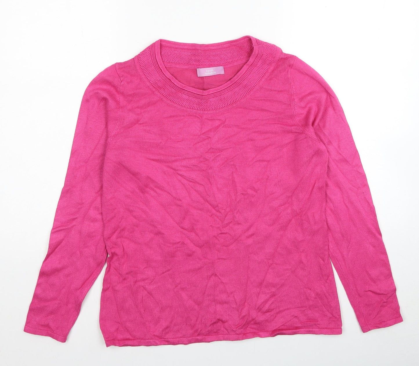 Sarah Hamilton Womens Pink Round Neck Viscose Pullover Jumper Size M